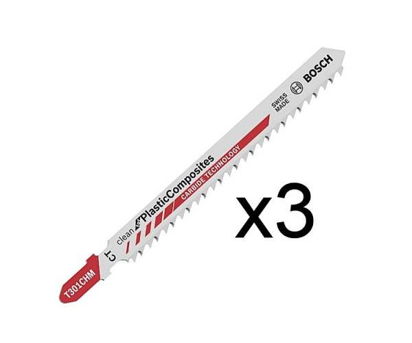Пилка по пластику Bosch T 301 CHM, 3,3?117 мм, 3 шт.