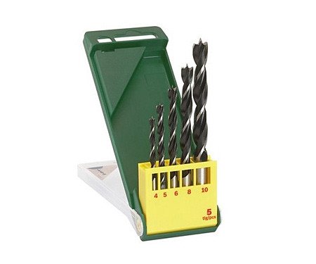 Сверло по дереву винтовое BOSCH 4 / 5 / 6 / 8 /10 мм (5 шт.)