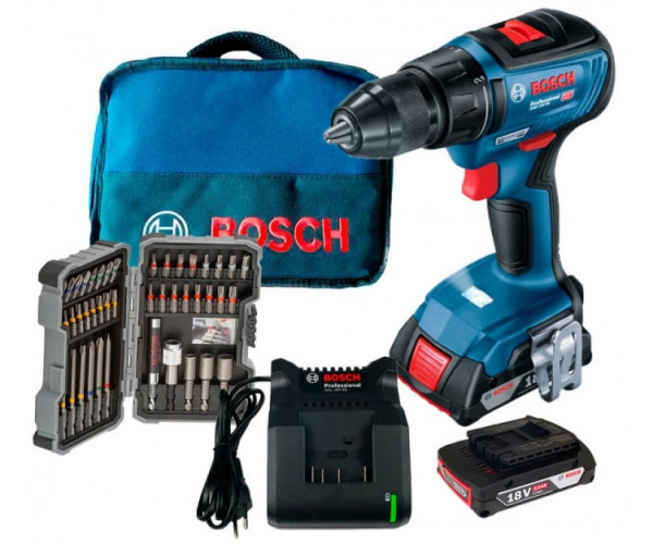 Аккумуляторная дрель-шуруповерт BOSCH GSR 18V-50 + набор оснастки 43 шт.