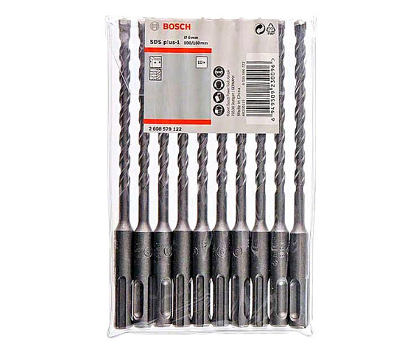 Бур Bosch SDS-Plus-1, 6х100х160 мм, 10 шт.