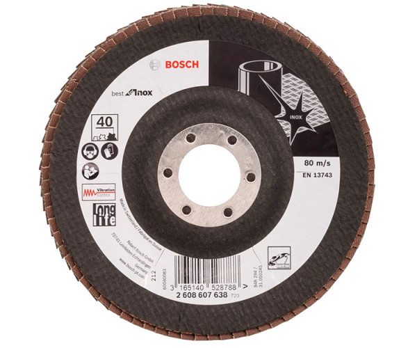 Лепестковый шлифкруг Bosch Best for Inox, X581, 125?22,23 мм, P80