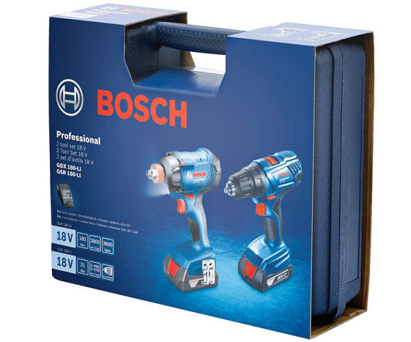 Набор аккумуляторного инструмента BOSCH GSR 180 LI + GDX 180 LI (2x GBA 18V 1,5 Ah)