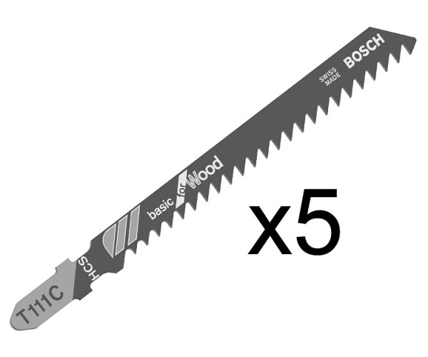 Пилка по дереву Bosch T 111 C, 3?100 мм, 5 шт.